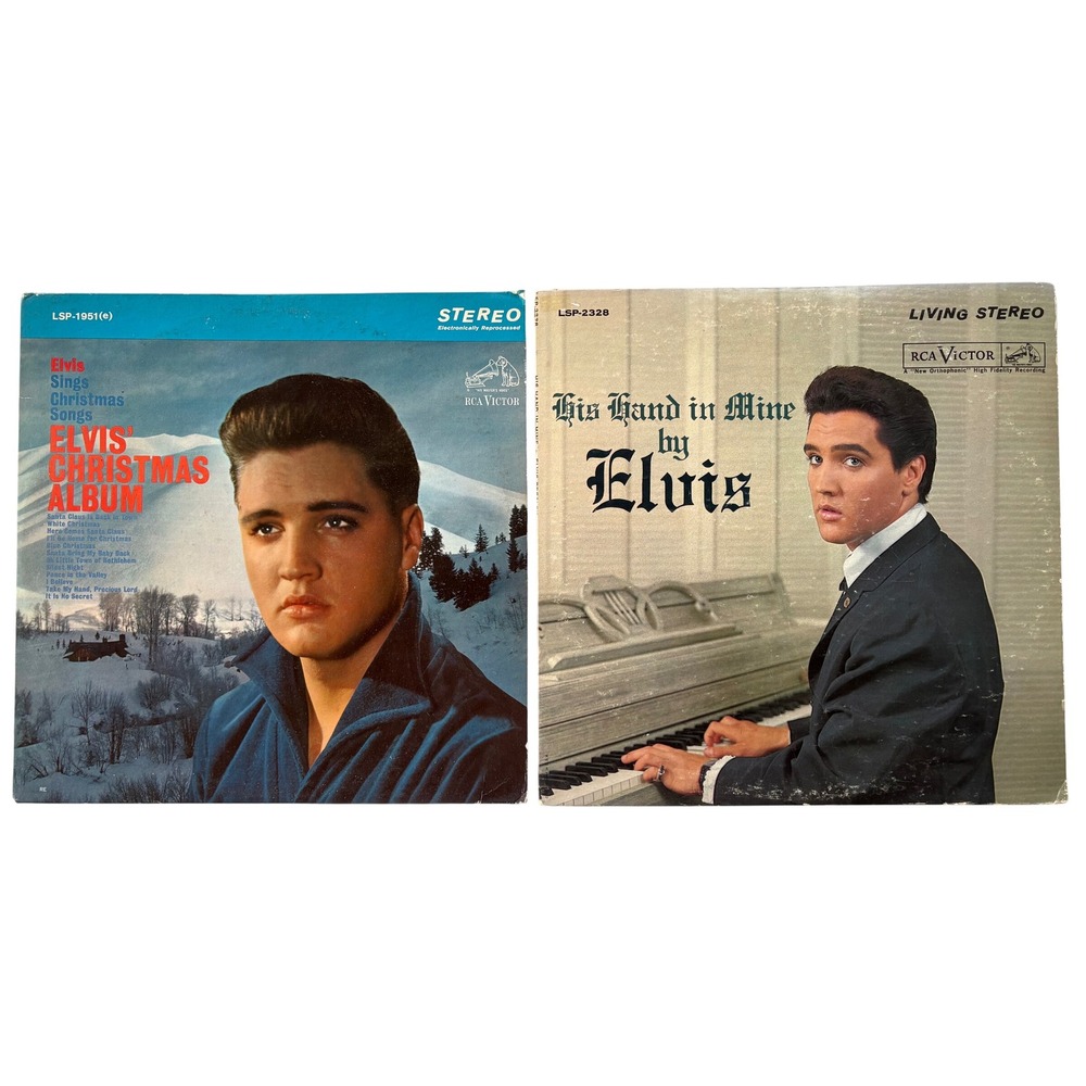 Elvis Presley Vinyl Record Lot His Hand in Mine & Christmas Album RCA Victor LP